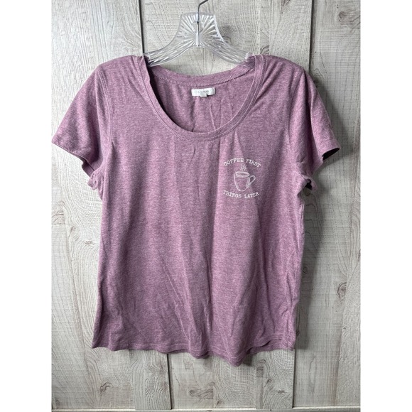 Maurices Tops - Maurices Womens Coffee First Things Later Graphic Tee Mauve Purple Large L